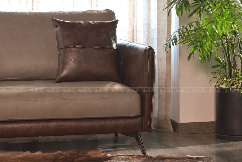 Sofa băng Lyna 2,2m Da bò Brazil mix Microfiber