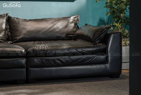 Ghế sofa da bò màu đen thư giãn