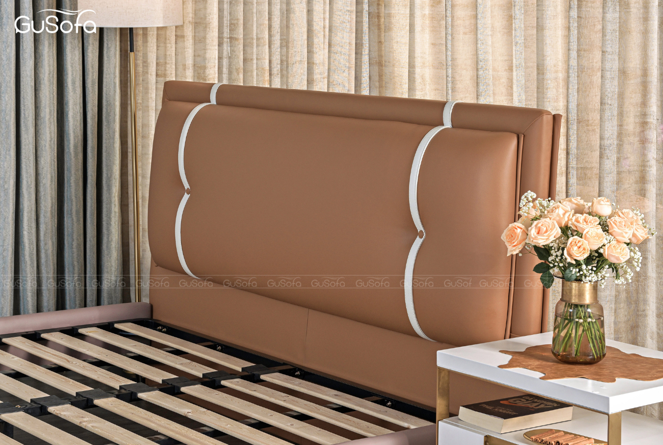  Giường BED08 1,8m x 2,0m  bọc da tổng hợp Microfiber 
