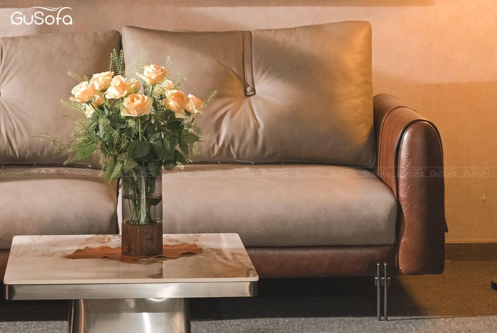 Sofa băng 3 chỗ HEBE 2,2m Da bò Brazil mix Microfiber