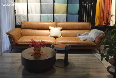 Sofa băng 4 chỗ GuFuture 2,7m Da bò mộc Italy 80%