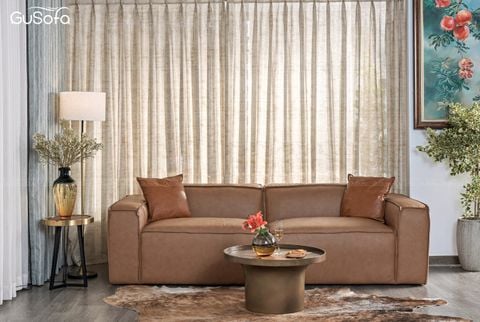 Ghế Sofa băng GuBasic chân bệt 2,5m 4 chỗ Da bò Brzil 80%-01