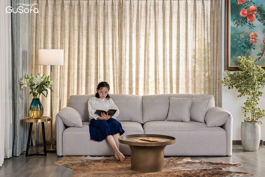 Ghế Sofa băng Gurelax 4 chỗ 2,5m vải Raffia tiêu chuẩn cao nhập Bỉ