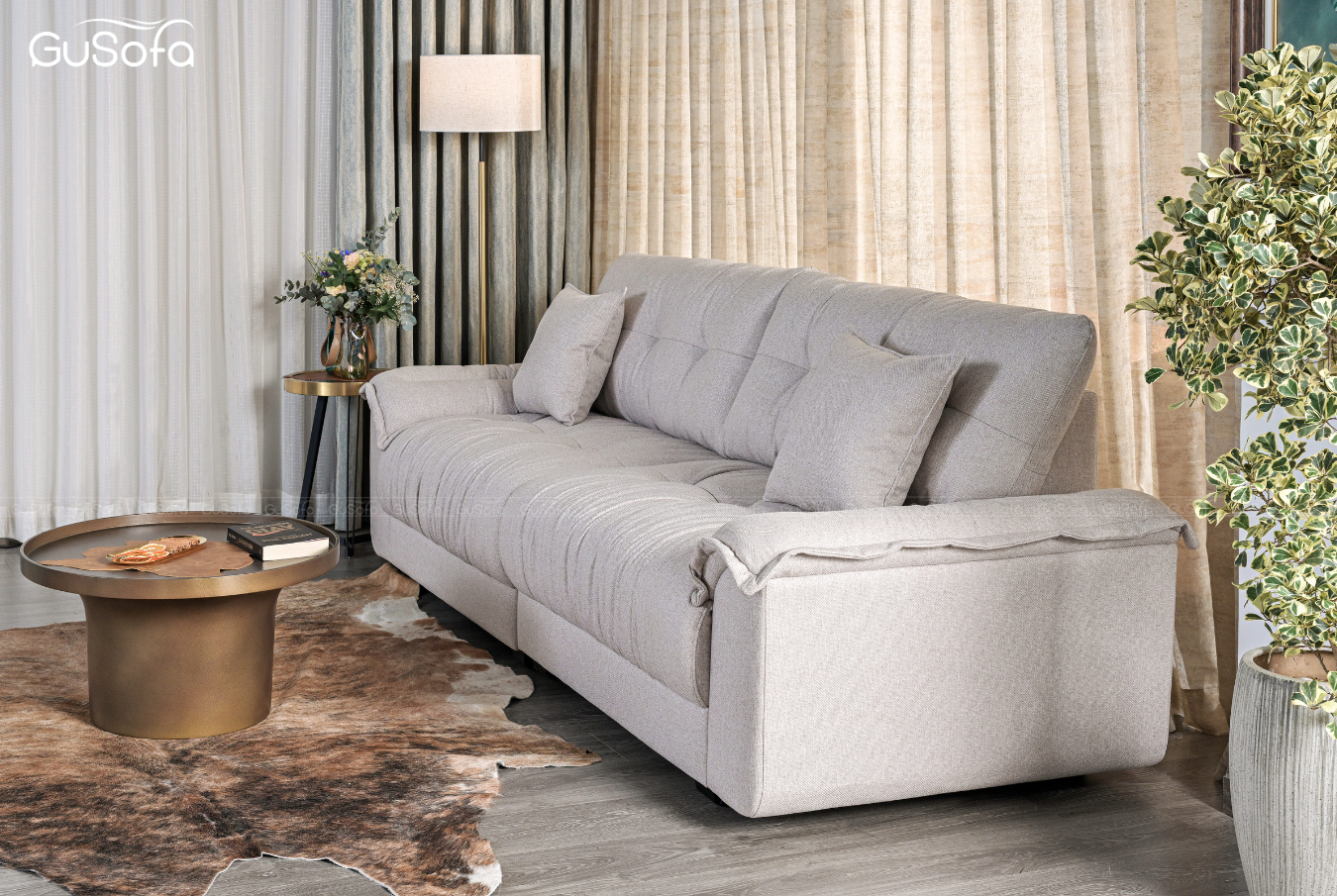  Ghế Sofa băng Melody 4 chỗ 2,5m vải Raffia tiêu chuẩn cao nhập Bỉ 