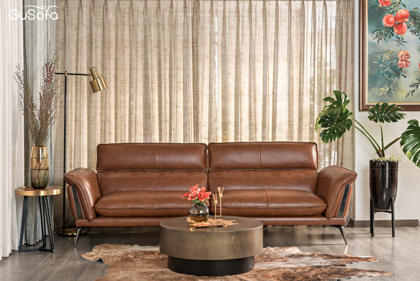  Ghế Sofa băng 4 chỗ Gu Future 2,7m Da bò Brazil 80% 