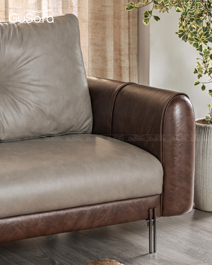 Sofa băng 3 chỗ HEBE 2,2m Da bò Brazil mix Microfiber