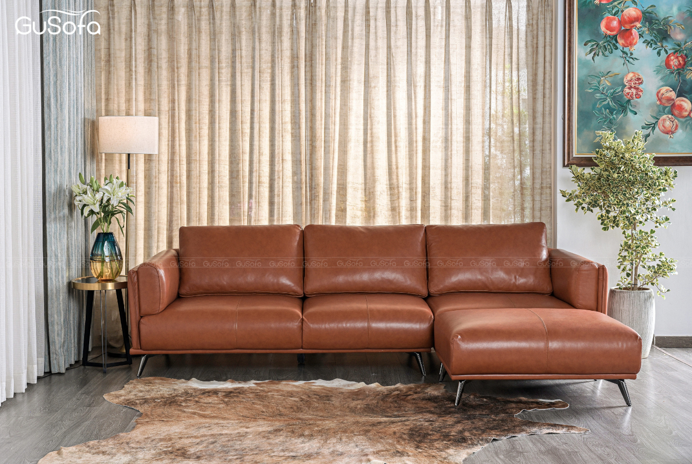  Set ghế Sofa băng Jena size lớn 2,8m Da bò Brazil 80% kèm đôn rời 