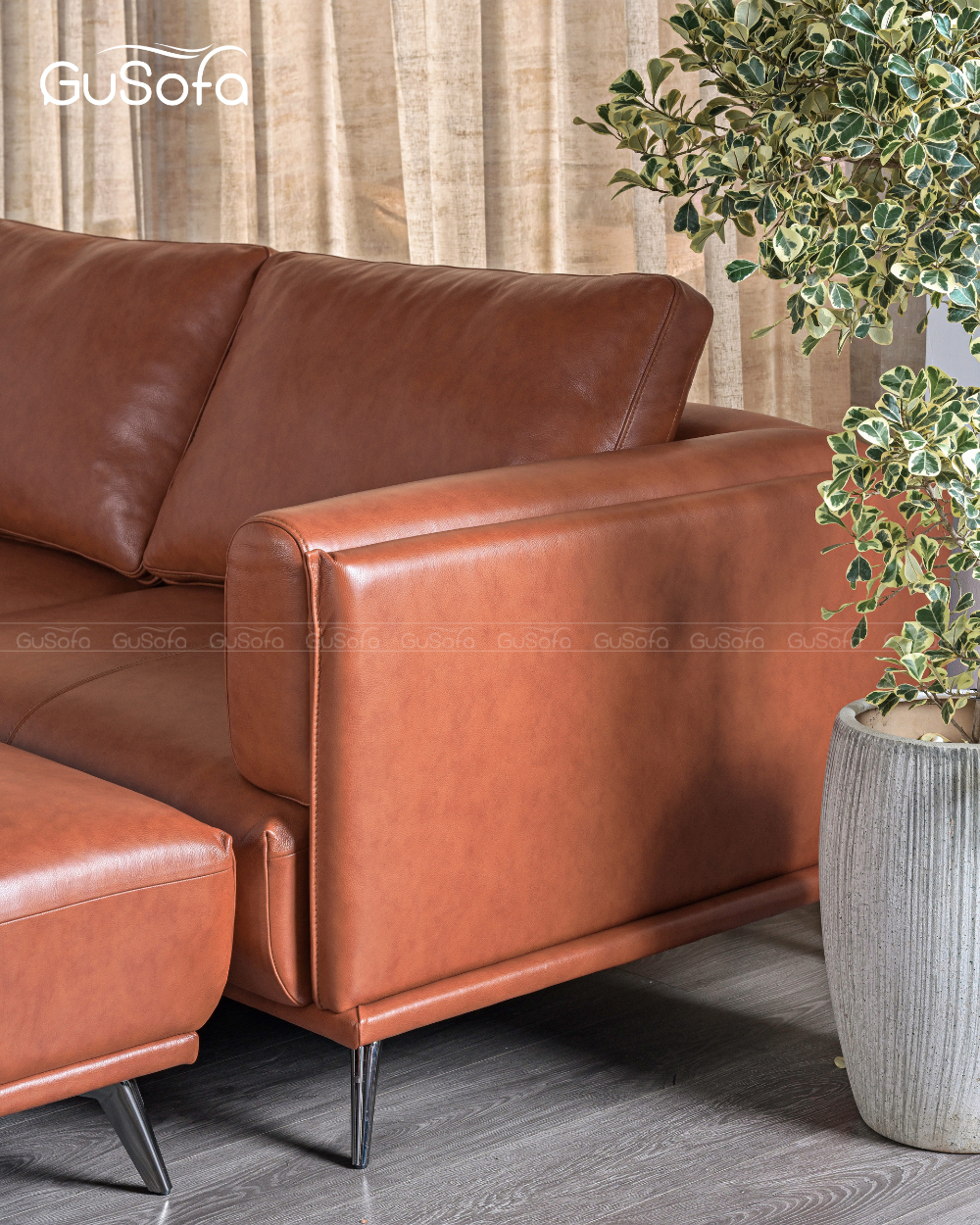  Set ghế Sofa băng Jena size lớn 2,8m Da bò Brazil 80% kèm đôn rời 