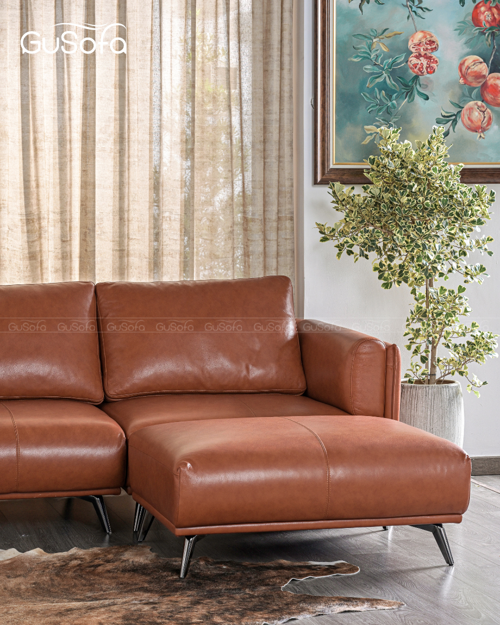  Set ghế Sofa băng Jena size lớn 2,8m Da bò Brazil 80% kèm đôn rời 