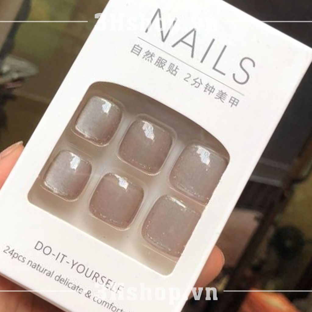  Nailbox trơn nhũ kèm keo set 24 