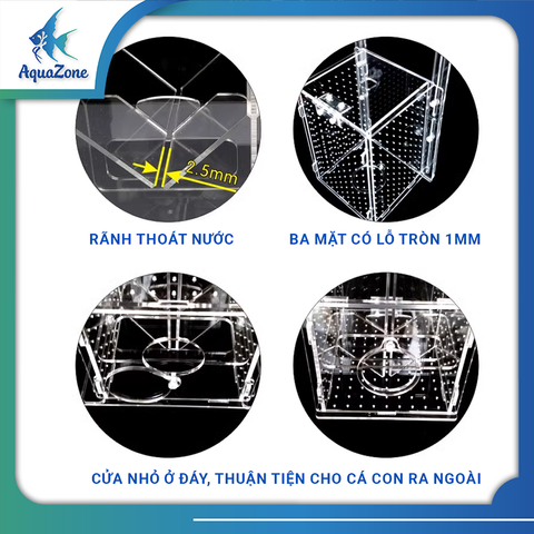 Lồng cách ly cá hộp vuông, lồng ấp cá cho cá mẹ cá con