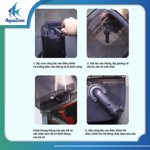 Thùng cấp nước VOONLINE, thùng cấp nước tùy chỉnh lưu lượng cho bể cá