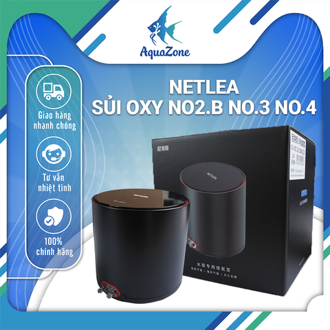 Máy sủi oxy siêu êm cao cấp 2 vòi Netlea, sủi khí tối đa, sủi tích điện có sẵn dây sủi, 2 đá sủi