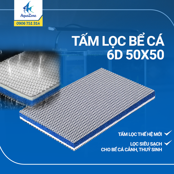 Tấm Lọc 6D 50x50 | Bông Lọc Thế Hệ Mới - Lọc Siêu Sạch Cho Bể Cá Cảnh, Thuỷ Sinh