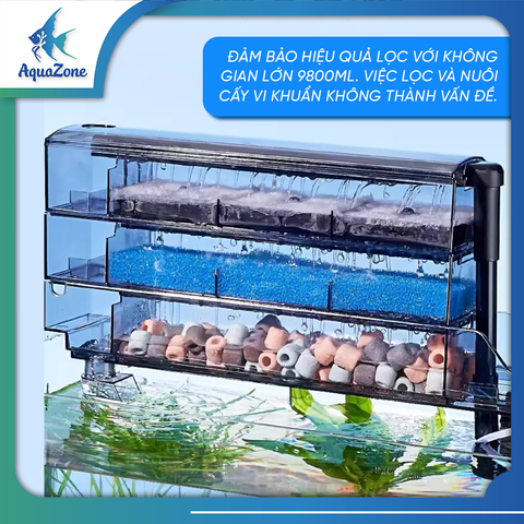Bộ lọc nước bể cá Yee 3in1 - Lọc nhỏ giọt 2 tầng/3 tầng, tạo sóng, oxy