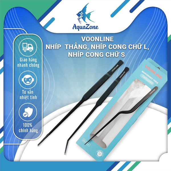 Nhíp gắp cây thủy sinh bằng thép không gỉ cacbon Voonline 25cm, nhíp thẳng, nhíp cong chữ L, nhíp cong chữ S