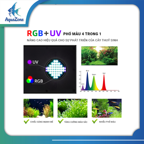Đèn LED WEEK AQUA Z250PRO tích hợp 4in1 RGB + UV ánh sáng chất lượng cao