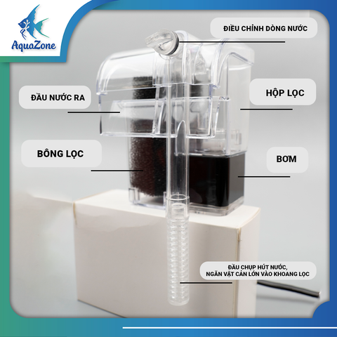 Lọc Bể Cá Dạng Treo No.01 N201, Lọc Treo Có Sẵn Bông Lọc, Tùy Chỉnh Lưu Lượng