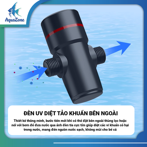 Đèn UV Voonline 5w hẹn giờ dành cho thùng lọc hoặc máy bơm kết hợp để bên trong hoặc ngoài tiện lợi