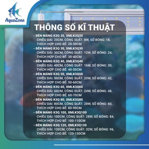 Đèn máng XML 4in1 K3Q 3 hàng bóng hệ ánh sáng WRGB