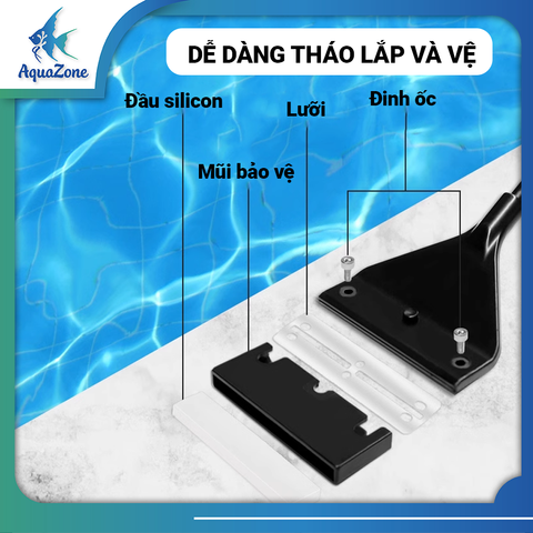 Cây cạo rêu bể cá, thủy sinh Voonline đa chức năng (Cạo rêu, san nền, cây cọ) tặng kèm 10 lưỡi dao thay thế
