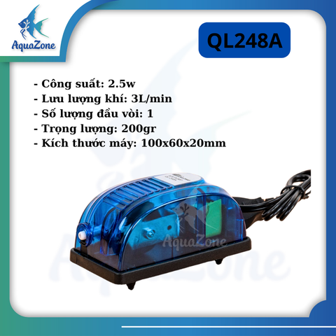 Máy sục sủi Oxy Quanlong (QL) 1 vòi, 2 vòi 2.5w, 5w QL248A QL348A siêu êm dành cho bể cá