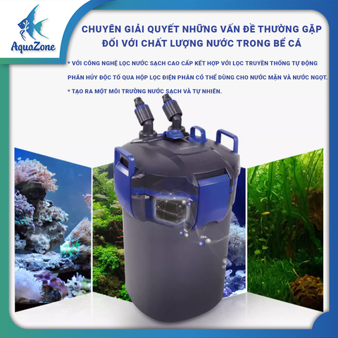 Lọc thùng bể cá OF sẵn vật liệu học (sứ lọc, bông lọc) với nhiều ngăn tiện lợi, yên tĩnh