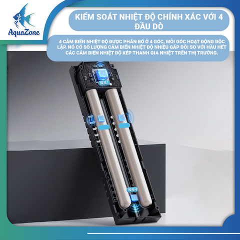 Máy sưởi bể cá Cherlam Pro 500w 800w 1000w có 4 đầu dò nhiệt độ công nghệ mới