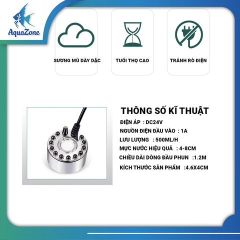 Máy Tạo Khói Hồ Cá Mini Kết Hợp Đèn Led Đổi Màu Tự Động