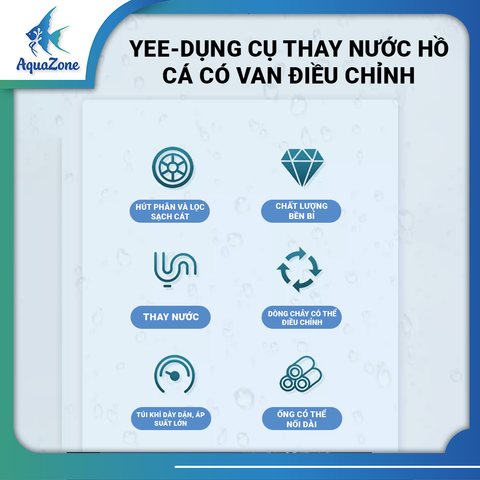 Dụng cụ thay nước hồ cá Yee có van điều chỉnh dài 1m5, 1m7, 2m6 dành cho bể cá vừa và lớn