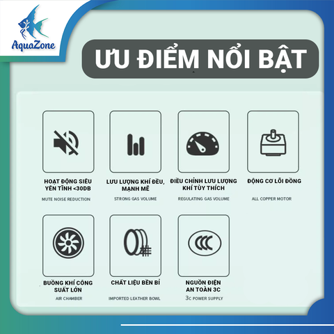 Máy sủi oxy siêu êm Yee 1 vòi 2 vòi 3w ~ 8w, máy sủi mạnh mẽ, có thể điều chỉnh lưu lượng