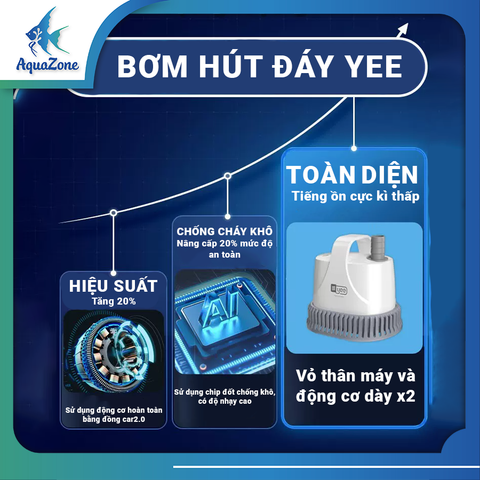 Bơm hút đáy bể cá Yee 800L 1200L 1500L 2500L 3000L siêu yên tĩnh, hoạt động mạnh mẽ