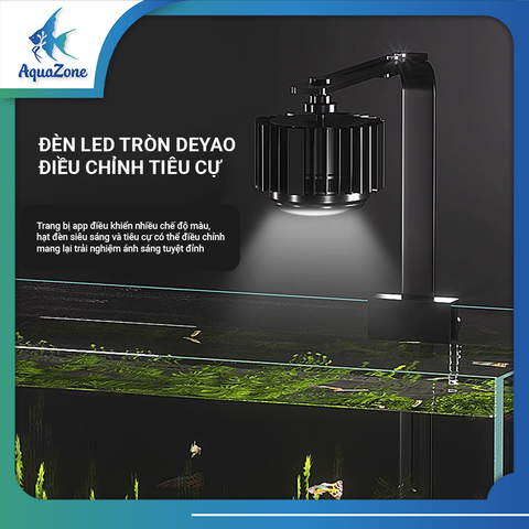 Đèn LED tròn hồ cá DEYAO F090 điều chỉnh tiêu cự, chip đèn siêu sáng và điều khiển app