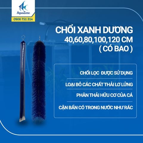 Chổi lọc nước hồ cá - Chổi xanh dương có bao