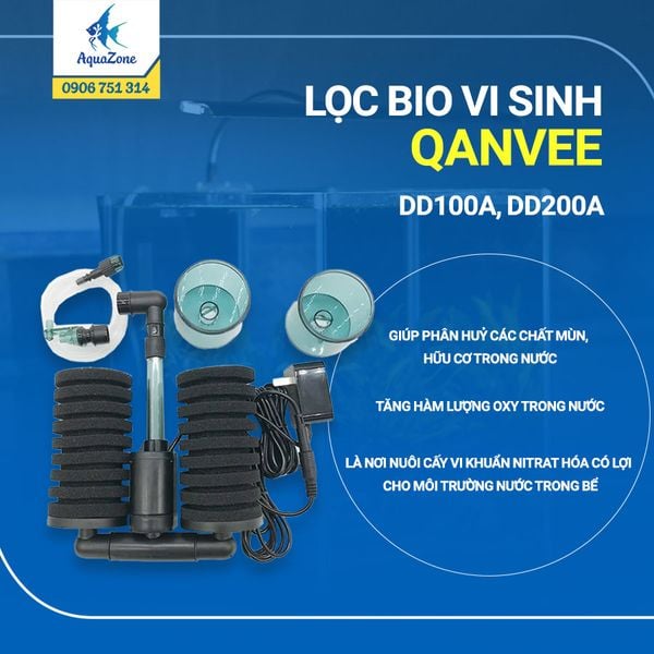LỌC BIO VI SINH TIỆN LỢI | QANVEE - DD100A DD200A [Lọc đôi, có sẵn máy bơm]