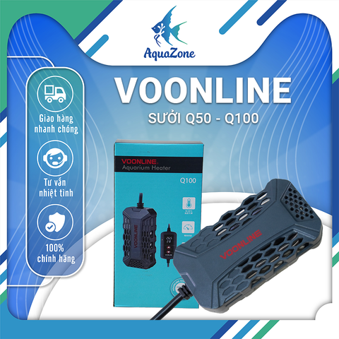 Máy sưởi bể cá VOONLINE Q50 Q100 (50W-100W), sưởi ấm bể cá có tùy chỉnh nhiệt độ