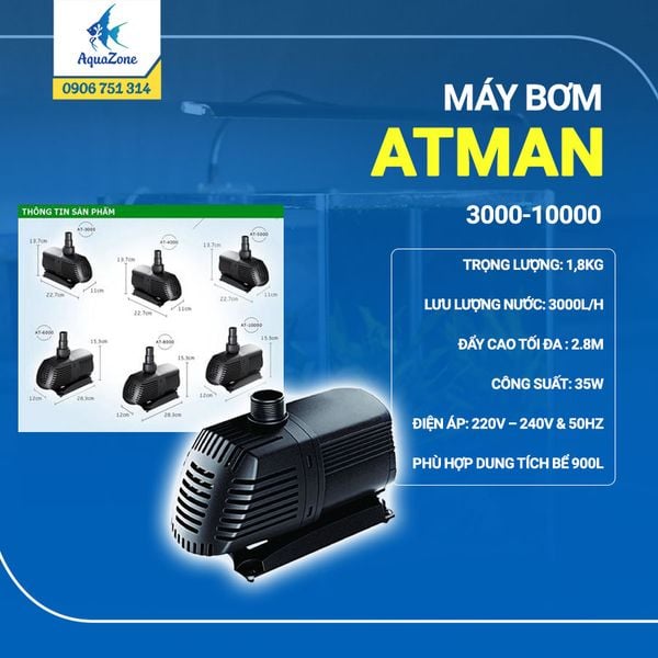 Máy bơm cho bể cá cảnh  Atman AT 3000 - 10000 tiết kiệm điện năng