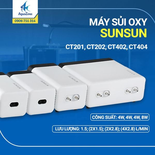 Máy Sủi Oxy Sunsun CT 1 VÒI, 2 VÒI, 4 VÒI (CT-201, CT-202, CT-402; CT-404)