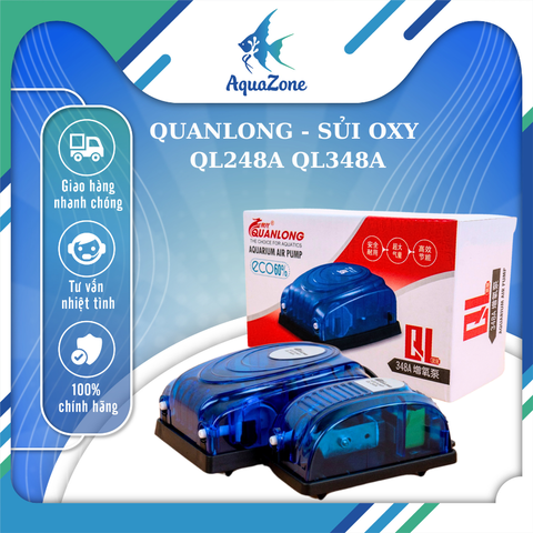 Máy sục sủi Oxy Quanlong (QL) 1 vòi, 2 vòi 2.5w, 5w QL248A QL348A siêu êm dành cho bể cá