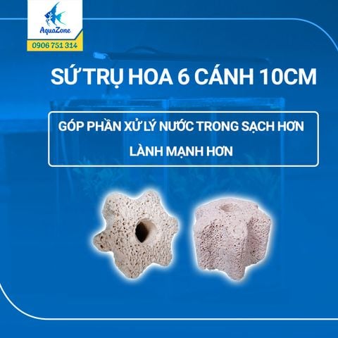 1 Viên - SỨ TRỤ HOA 6 CÁNH 10CM | VẬT LIỆU LỌC HỒ CÁ
