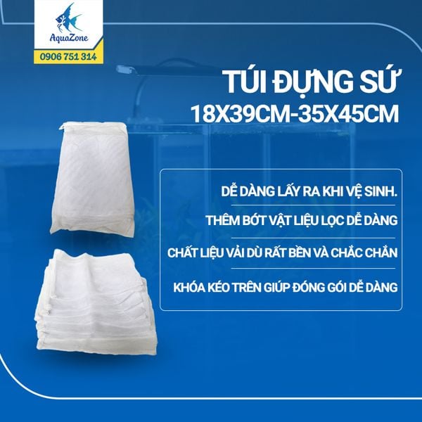 Túi lưới đựng sứ cho hồ cá (Có khoá kéo tiện lợi)