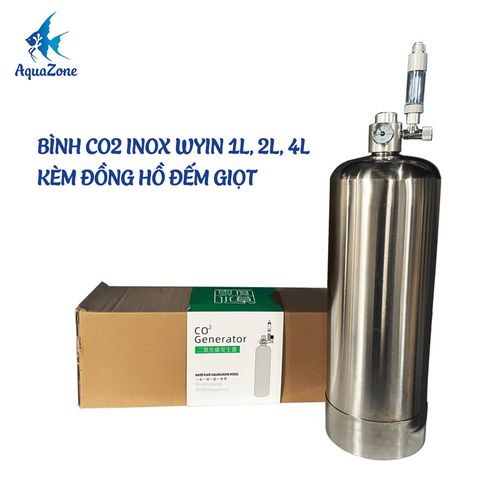 BÌNH CO2 INOX WYIN 1L, 2L, 4L KÈM ĐỒNG HỒ ĐẾM GIỌT