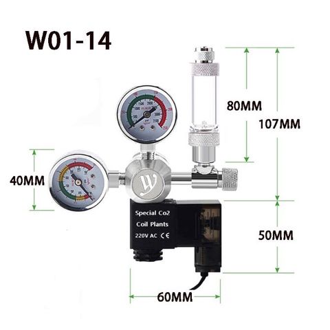 VAN ĐIỆN TINH CHỈNH CO2 KÈM ĐỒNG HỒ ĐÔI ĐO ÁP SUẤT WYIN [W0014 220V và D0114X]