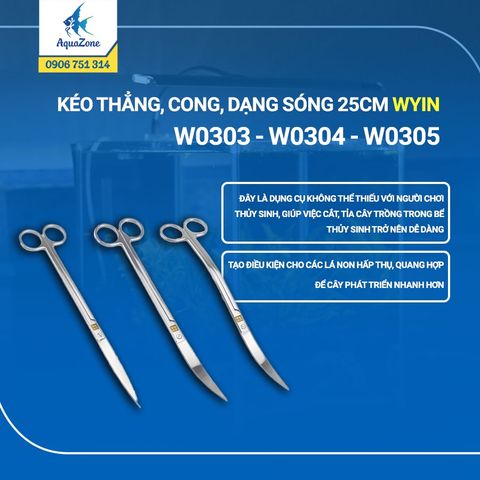 Kéo cắt tỉa cây trong thủy sinh - kéo Wyin dạng cong, thẳng, dạng sóng W0303, W0304, W0305