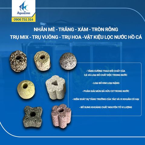 1Kg Các Loại Sứ Lọc Nước Hồ Cá ( Trụ vuông - Trụ hoa - Trụ 3D - Trụ lục giác - Sứ hoa mè )