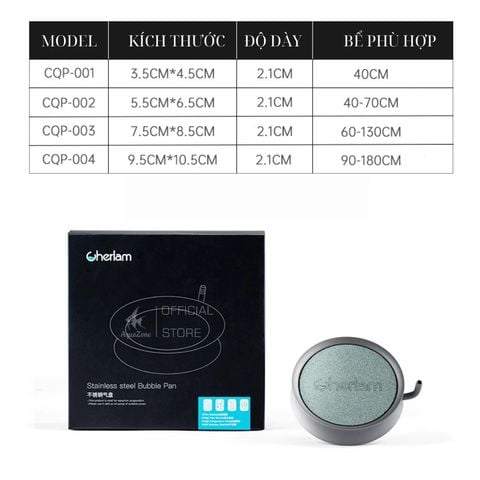 Đĩa sủi oxy siêu mịn Cherlam viền inox 48mm 66mm 86mm 104mm