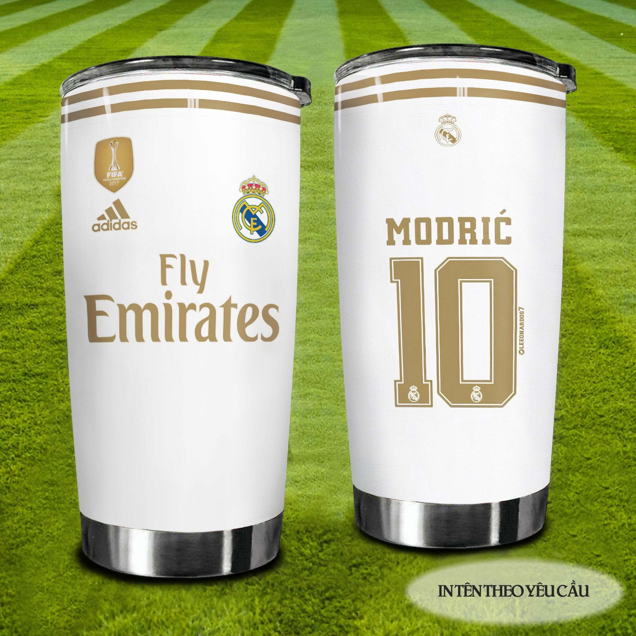  Áo Đội Bóng Real Madrid Go Drink Fans Bóng Đá Cốc giữ nhiệt 600ml In tên, hình ảnh theo yêu cầu 