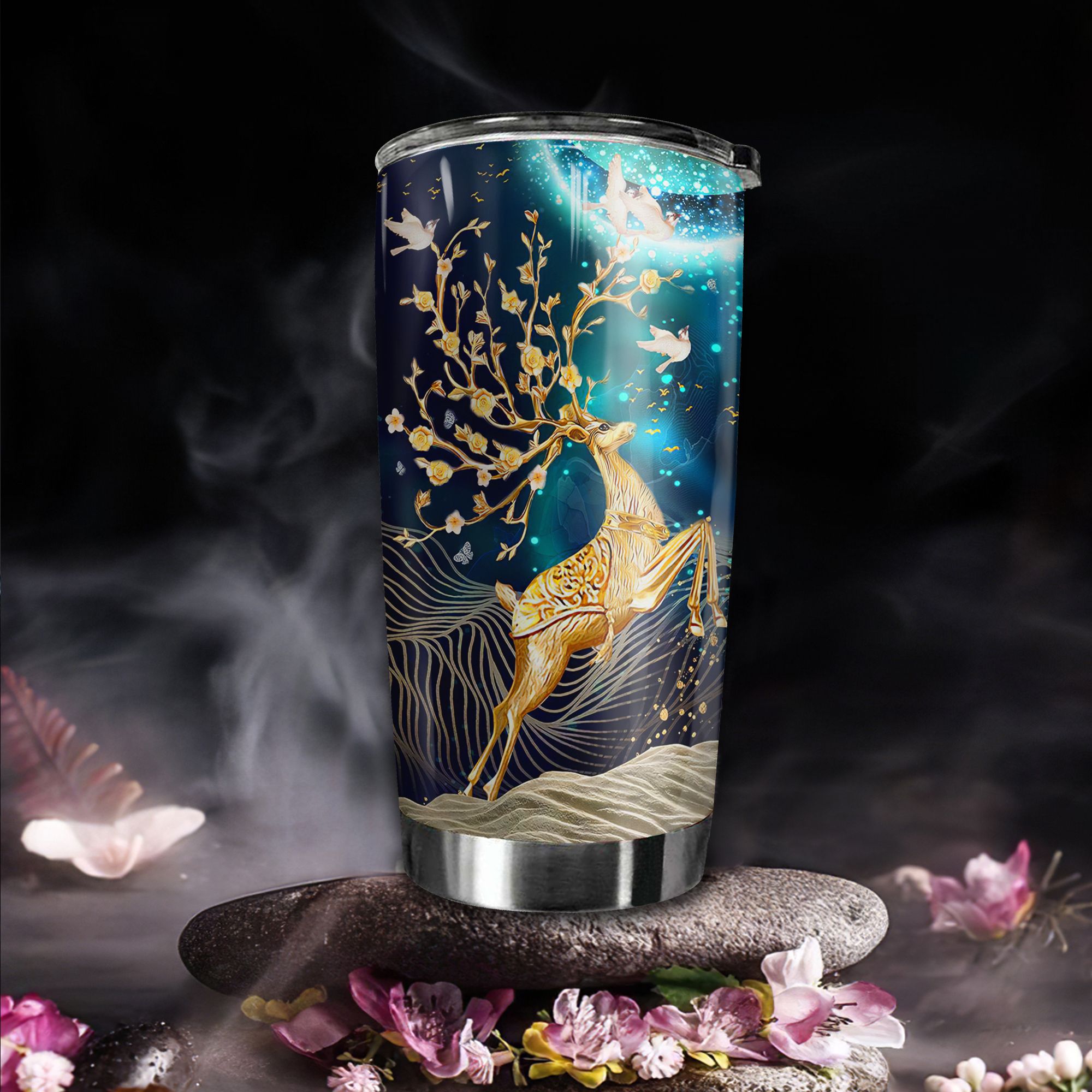  Deer Gold Go Drink Feng Shui Tumbler 20oz Personalized 