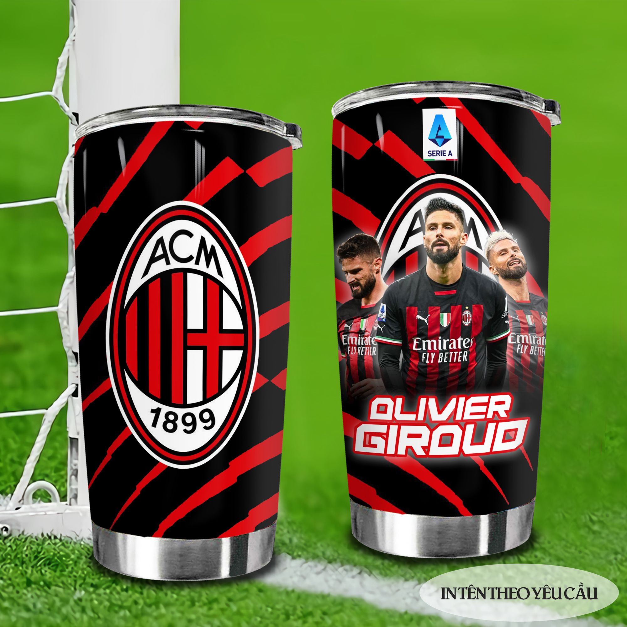  AC MIlan Serie A Kết Hợp Cầu Thủ Go Drink Bóng đá  Cốc Giữ Nhiệt 600ml In tên, hình ảnh theo yêu cầu 