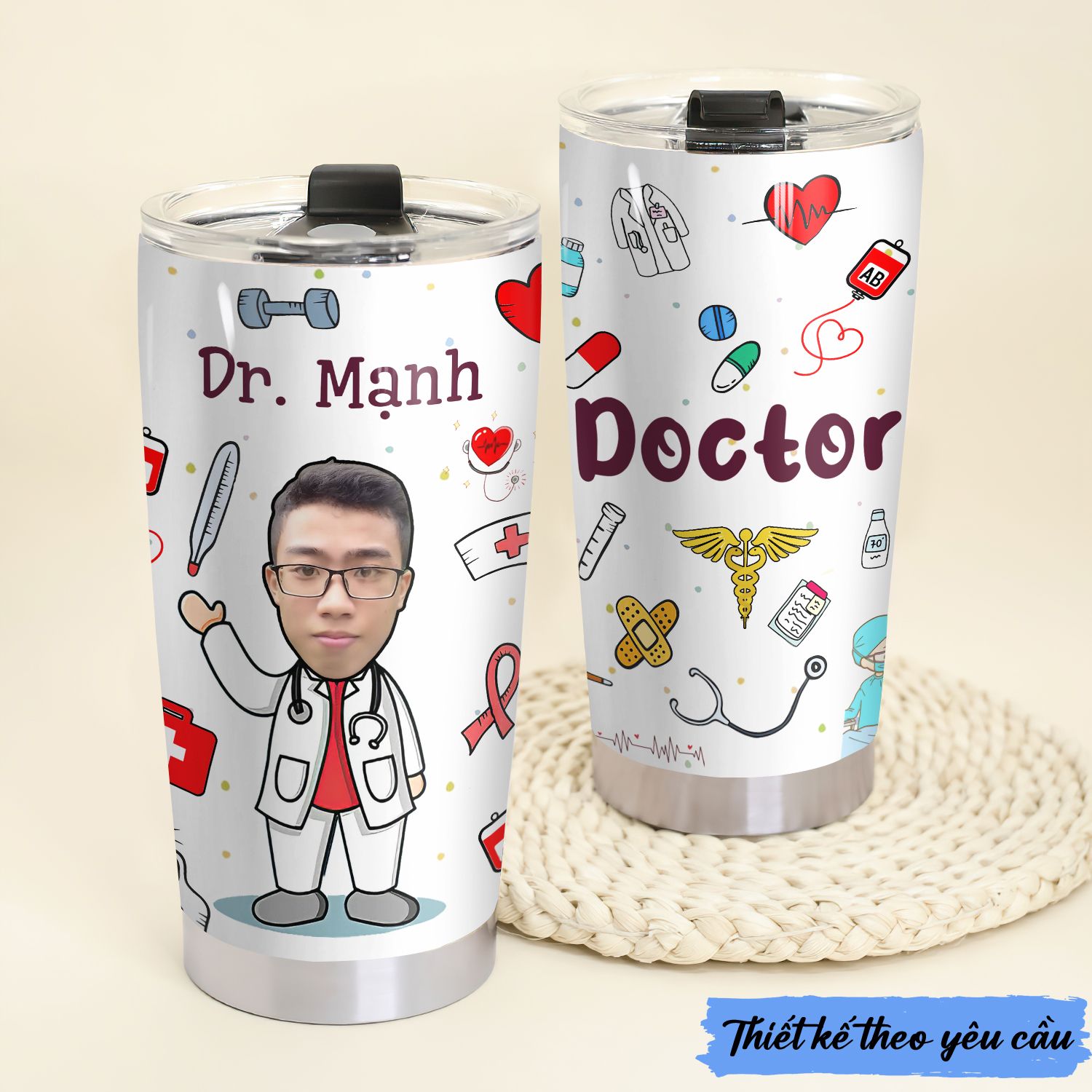  Bác sĩ ChiBi Mừng Ngày Thầy Thuốc Go Drink Nghề Nghiệp Cốc Giữ Nhiệt 600ml In tên, hình ảnh theo yêu cầu 